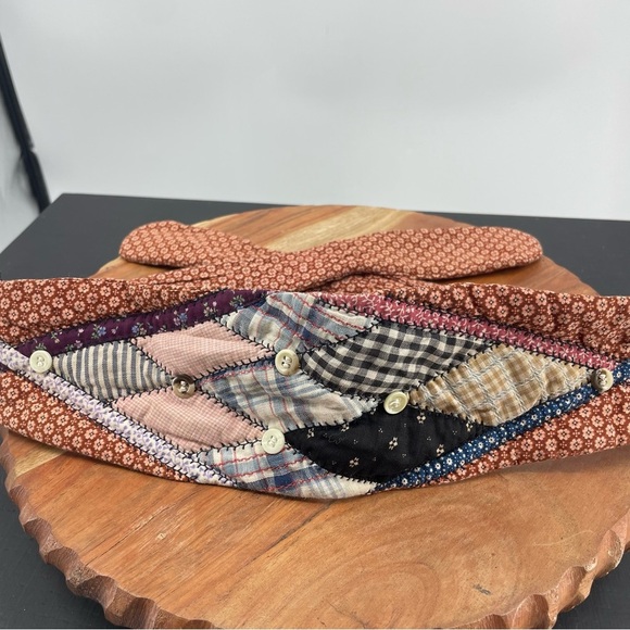 Quilted waist belt tie back patchwork handmade sz S - Picture 2 of 4